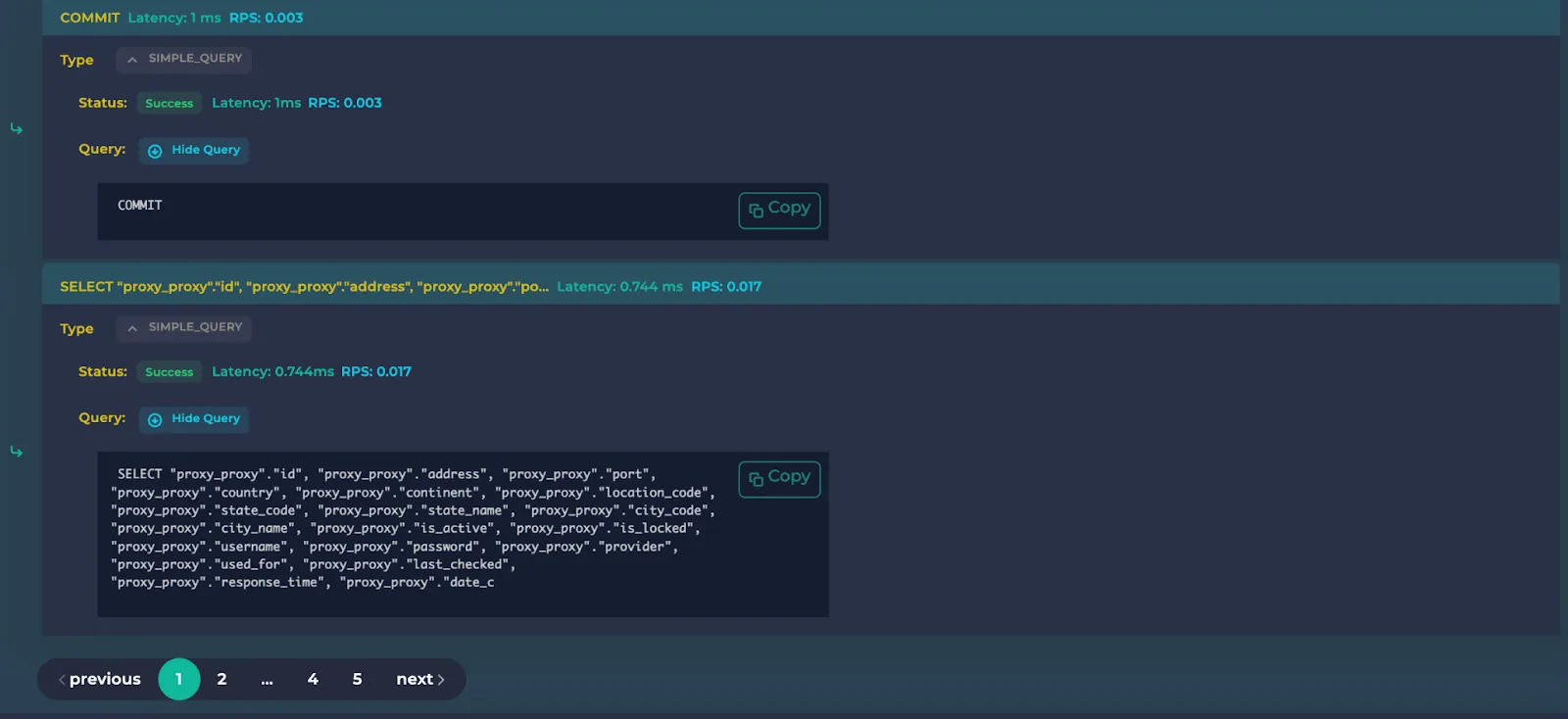 An example Postgres query